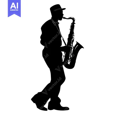 Silhouette of a Musician Playing a Saxophone
