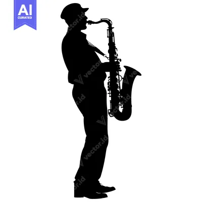 Aset premium populer: Silhouette of a Man Playing a Saxophone
