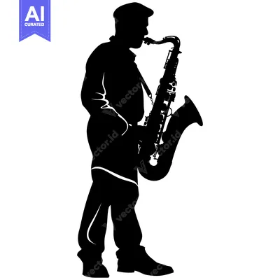 Aset premium populer: Silhouette of a Man Playing a Saxophone