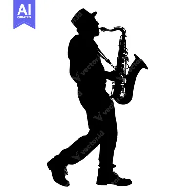 Aset premium populer: Silhouette of a Man Playing a Saxophone