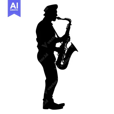 Popular premium asset: Silhouette of a Saxophone Player with a Cap