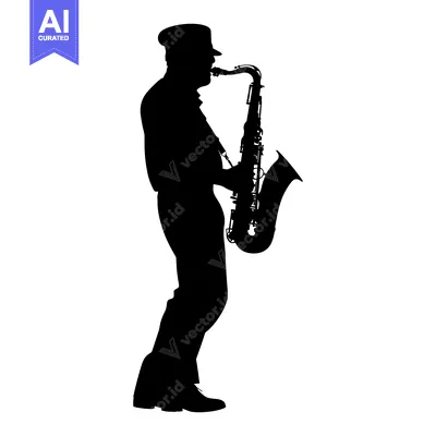 Premium design asset: Silhouette of a Saxophone Player in Performance