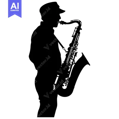 Aset premium populer: Silhouette of a Saxophone Player