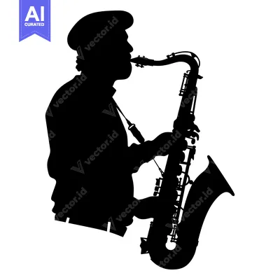 Silhouette of a Saxophonist Playing a Saxophone