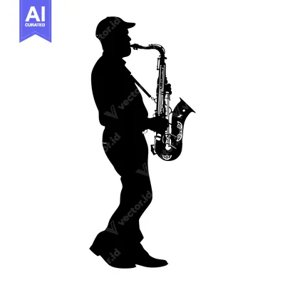 Aset desain premium: Silhouette of a musician playing a saxophone