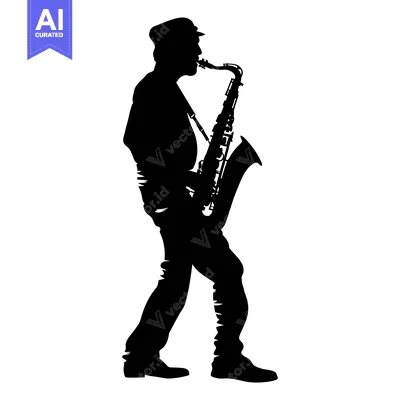 Aset premium populer: Silhouette of a Saxophone Player