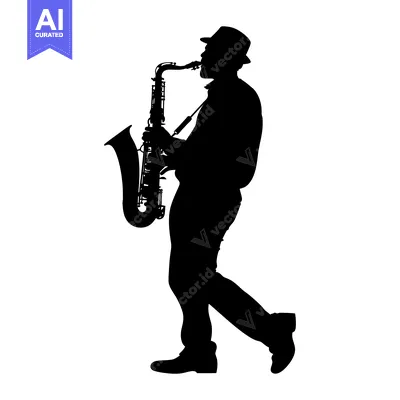 Silhouette of a Saxophone Player in Motion