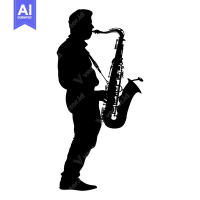 Aset premium populer: Silhouette of a Saxophone Player Performing