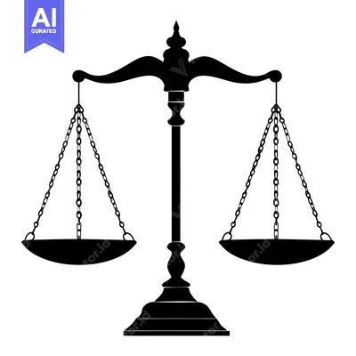 Black and White Silhouette of a Traditional Scale of Justice