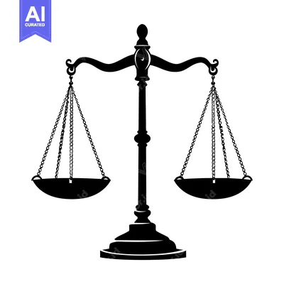 Aset premium populer: Black and White Silhouette of a Scale of Justice
