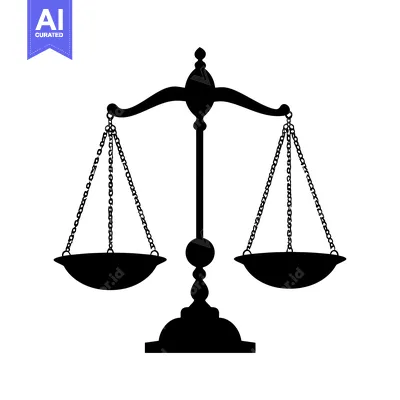 Aset desain premium: Black and white silhouette of a scale of justice