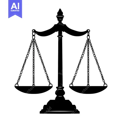 Black Silhouette of a Traditional Scale of Justice
