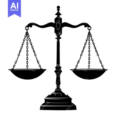 Aset desain premium: Black and White Silhouette of a Traditional Scale of Justice