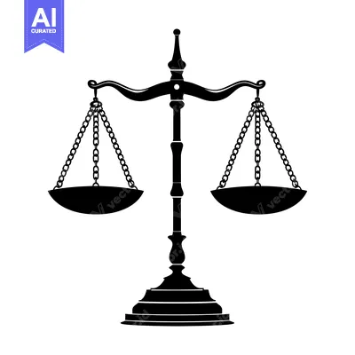 Black and White Silhouette of a Traditional Scale of Justice