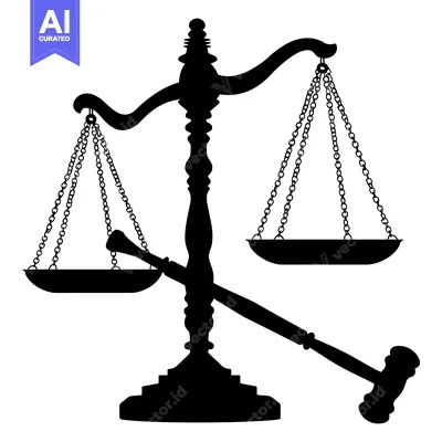 Aset premium populer: Silhouette of a Scales of Justice with a Gavel