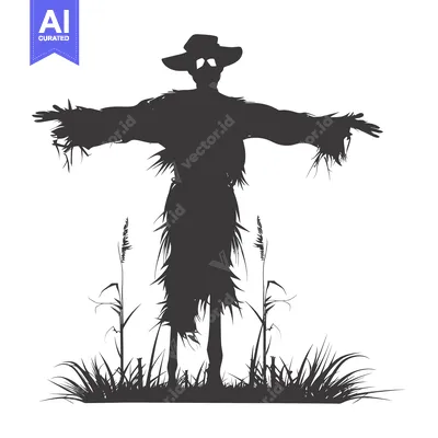 Aset premium populer: Silhouette of a Scarecrow Standing in a Field
