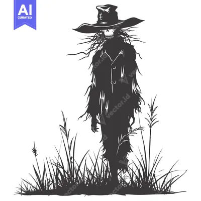 Aset premium populer: A Ghastly Scarecrow Standing in a Field of Tall Grass