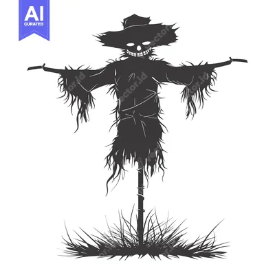 Silhouette of a Scary Scarecrow with a Grim Grin