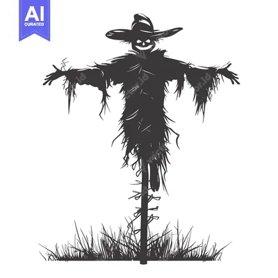 Silhouette of a Creepy Scarecrow with a Grin
