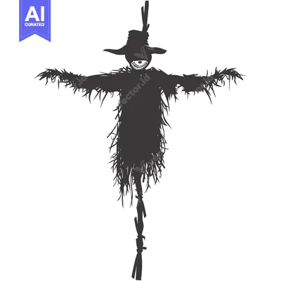 Aset premium populer: Silhouette of a Scarecrow with a Hat and Outstretched Arms