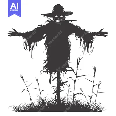 Aset premium populer: A Silhouette of a Grim Reaper Scarecrow in a Field