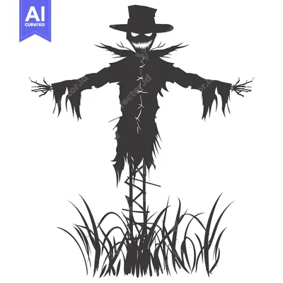 Scary Silhouette of a Scarecrow in a Field