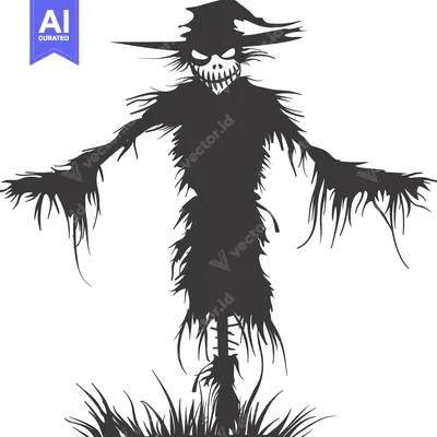 A Scary Scarecrow with a Sinister Smile and a Wide-Brimmed Hat
