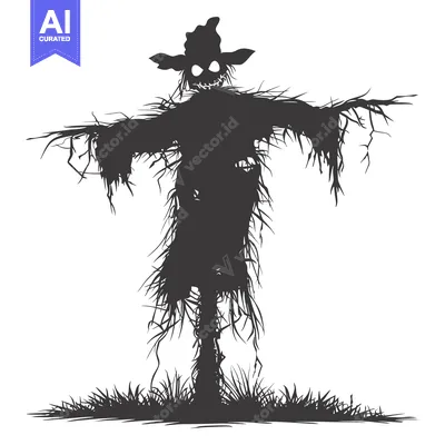 Popular premium asset: A menacing silhouette of a spooky scarecrow in a field.