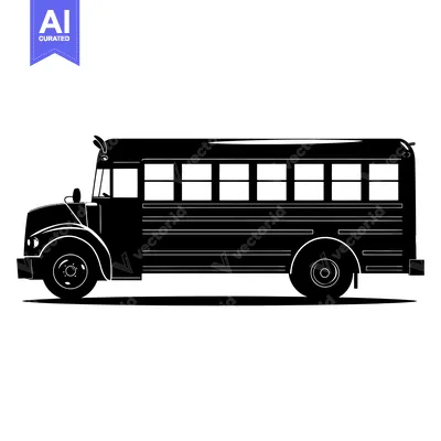 Aset premium populer: Black and White Silhouette of a School Bus