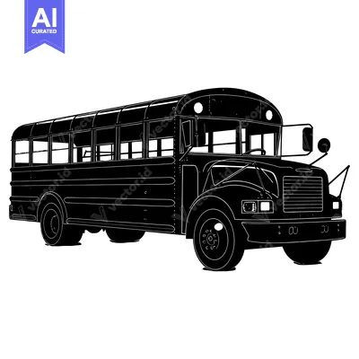 Popular premium asset: Black and White Silhouette of a School Bus