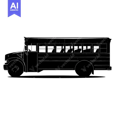 Premium design asset: Black and White Silhouette of a School Bus