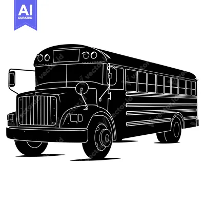 Aset premium populer: Black and White Silhouette of a School Bus