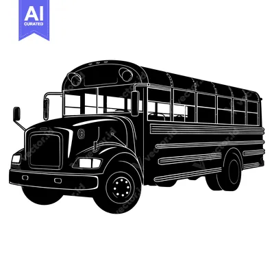 Aset premium populer: Black and White Silhouette of a School Bus