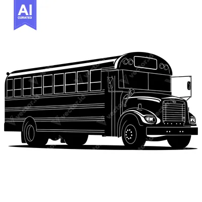 Aset premium populer: Black and White Silhouette of a School Bus