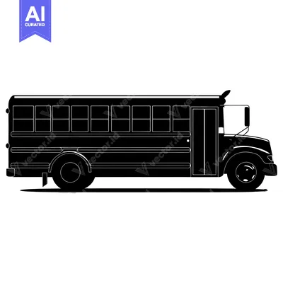 Premium design asset: Black and White Silhouette of a School Bus