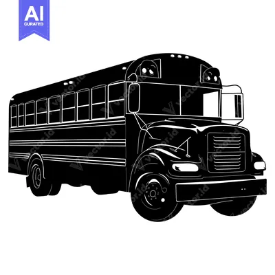 Aset premium populer: Black and White Silhouette of a School Bus