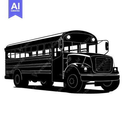Black and White Silhouette of a School Bus
