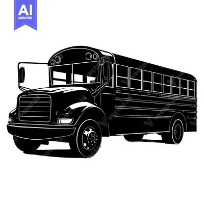 Black and White Silhouette of a School Bus