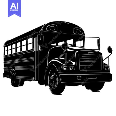 Aset premium populer: Black and White Silhouette of a School Bus