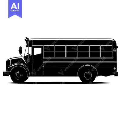 Black and White Silhouette of a School Bus