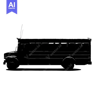 Aset premium populer: Black and White Silhouette of a School Bus