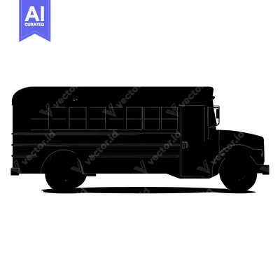 Black and White Silhouette of a School Bus