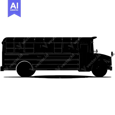 Aset desain premium: Silhouette of a school bus viewed from the side
