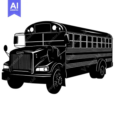 Black and White Silhouette of a School Bus