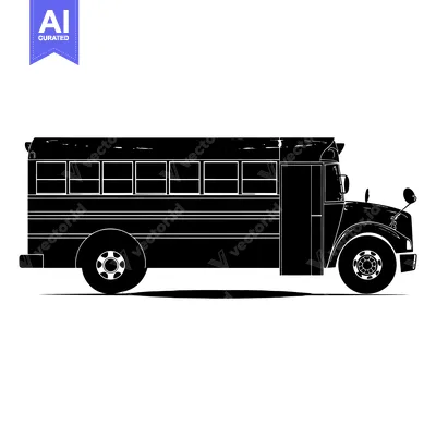 Black and White Silhouette of a School Bus