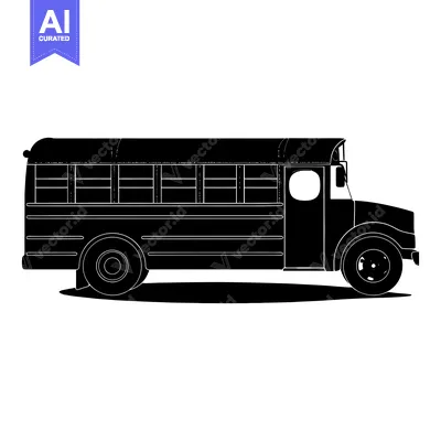 Aset premium populer: Black and White Silhouette of a School Bus