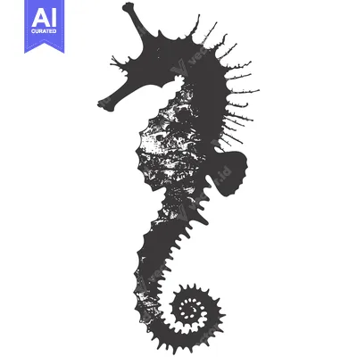 Popular premium asset: A stylized black and white illustration of a seahorse