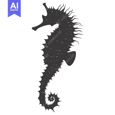 Popular premium asset: A Black and White Silhouette of a Seahorse