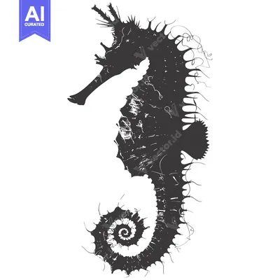 Popular premium asset: Black and White Silhouette of a Seahorse with a Spiral Tail
