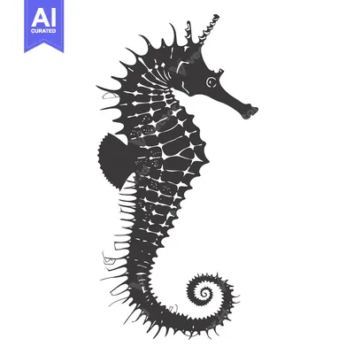 Premium design asset: Black and White Illustration of a Seahorse
